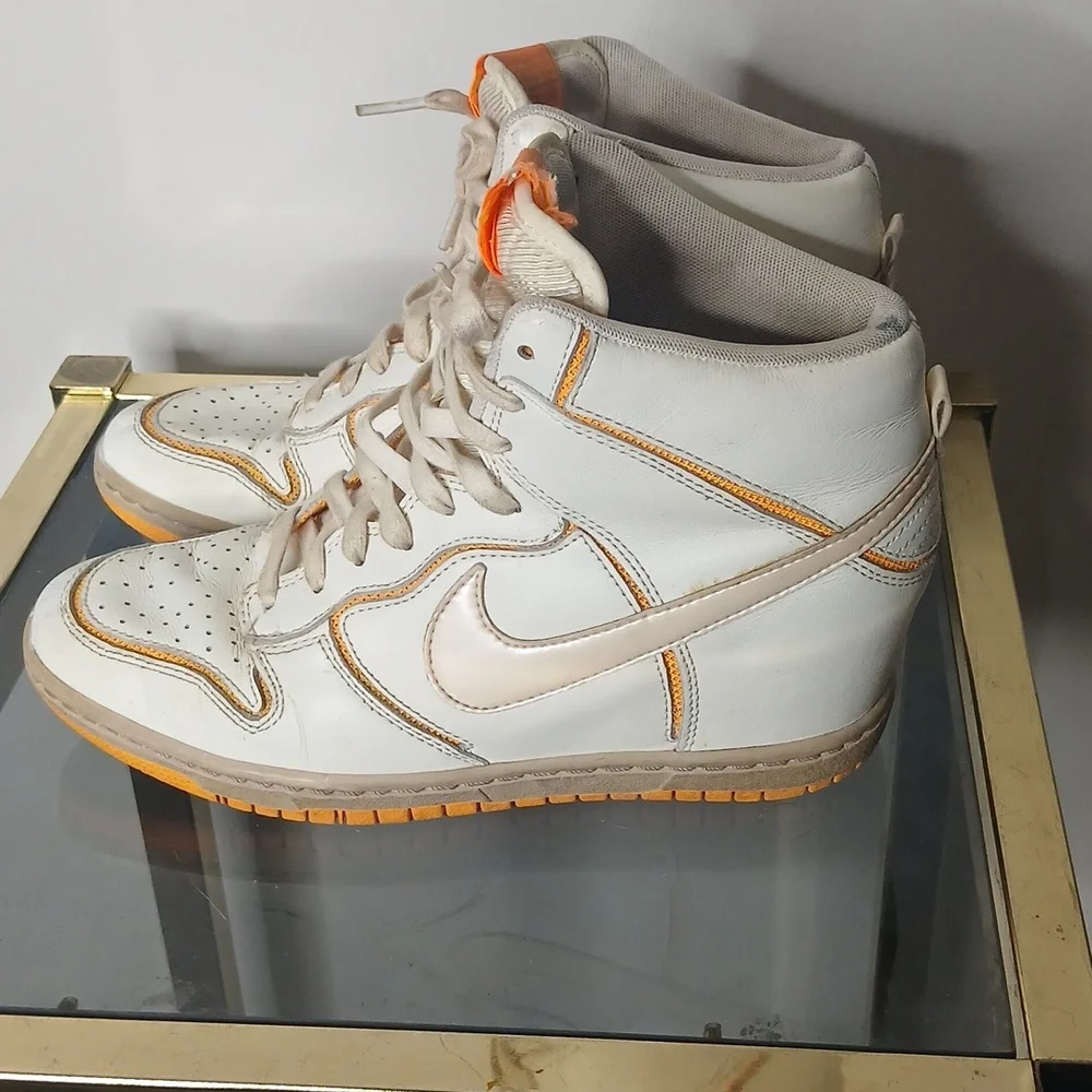 Nike Sky High Hidden Wedge White And Orange Size 8 - Picture 3 of 16